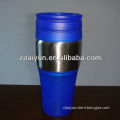 16oz double wall plastic ceramic travel mugs with lid